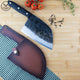 Serbian Carbon Steel Butcher Knife / Cleaver with Leather Sheath