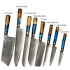 8 Piece Damascus Steel with Blue Resin Handle Kitchen Knife Set
