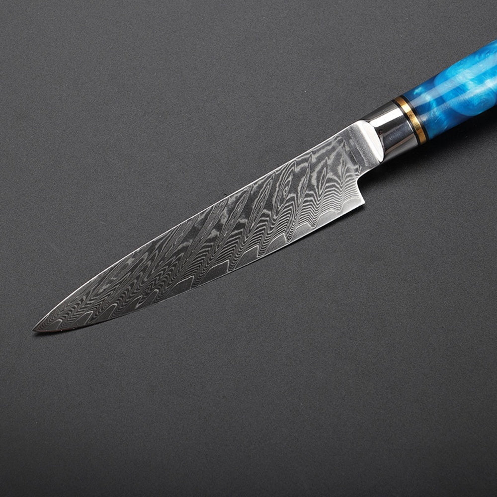 Beautiful Damascus Steel Knives with Blue Resin Handle – Zeekka